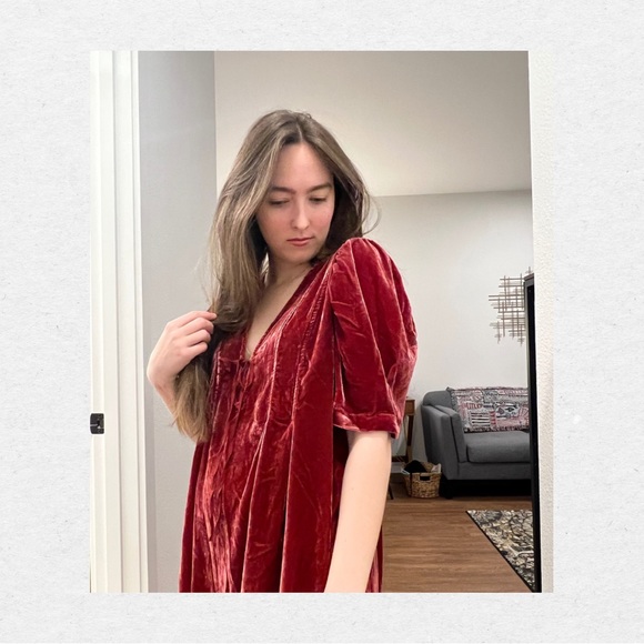 Adelle Velour Mini Dress Tunic | Free People | Large - Picture 2 of 5